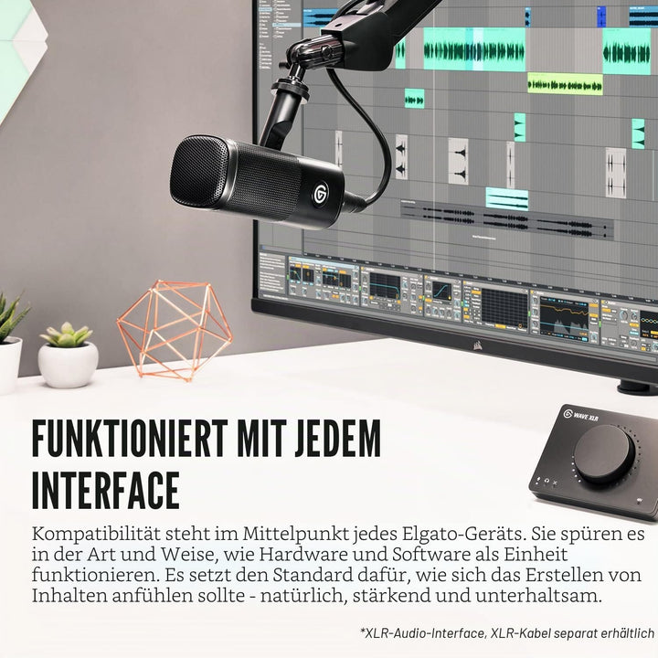 Elgato Wave DX – Dynamisches XLR-Mikro &amp; Wave Mic Arm - Premium Streaming Boom Arm mit Kabelkanälen