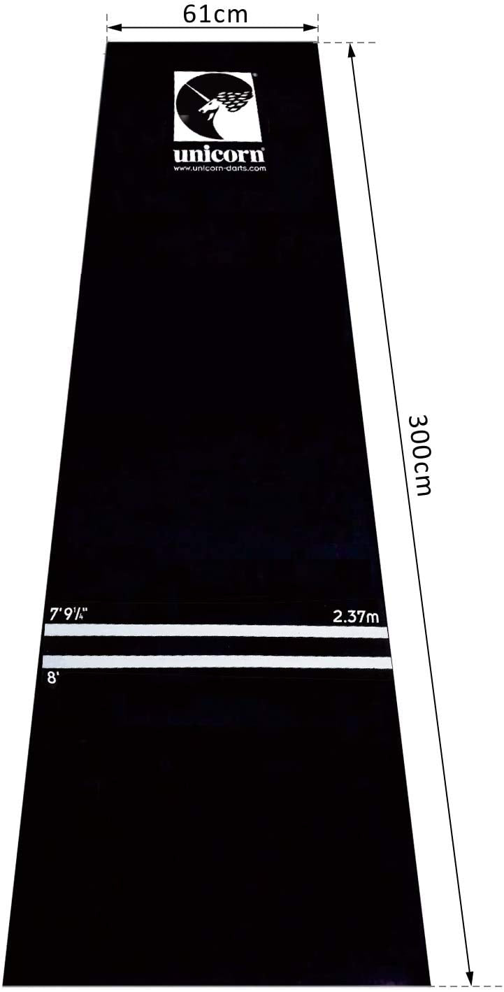 Unicorn Professional Dart Mat, Heavy Duty Gummi Dartmatte, schwarz