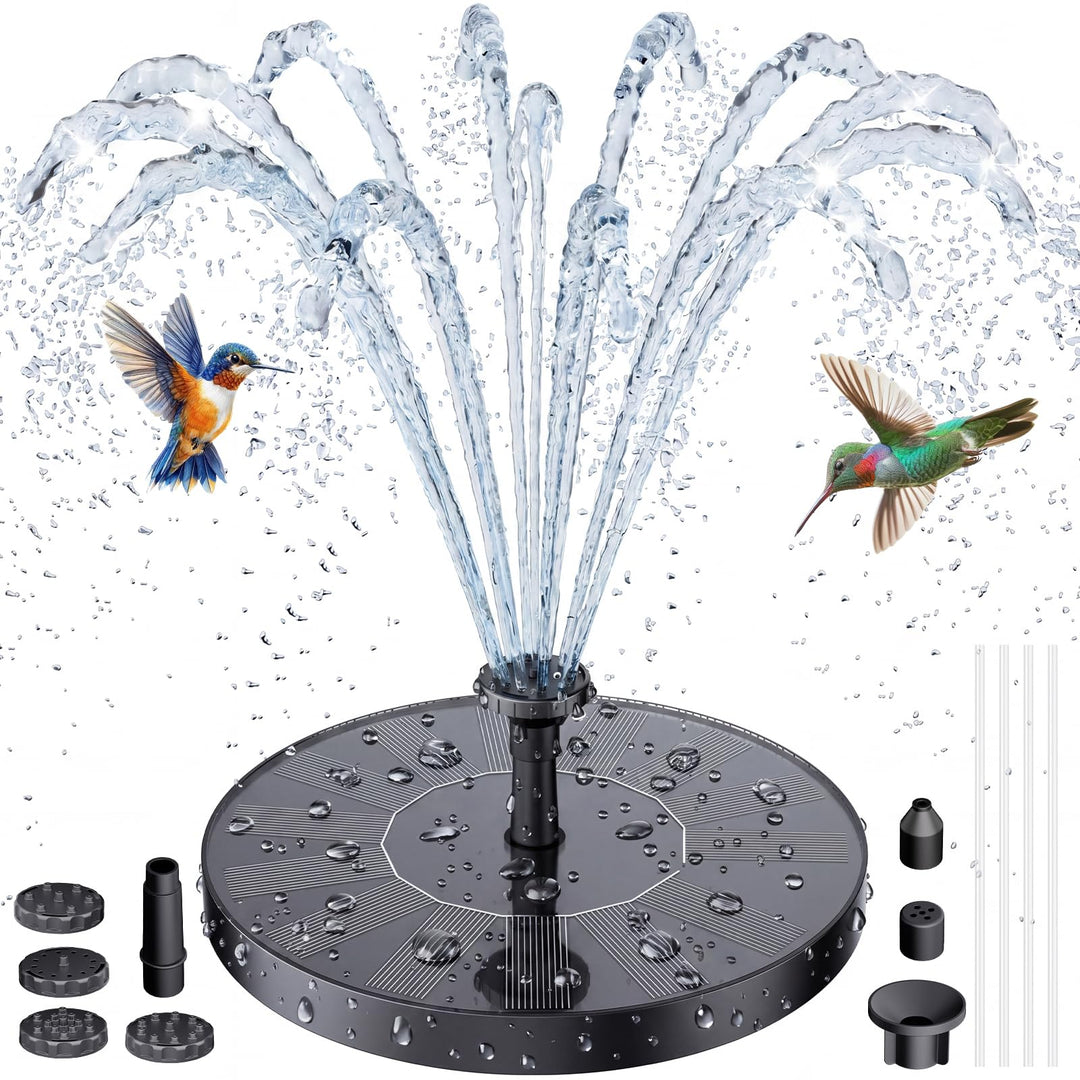 AISITIN Solar Springbrunnen für Aussen Verbesserter, Solarbrunnen für Draussen mit 6 Sprüh Effekten,