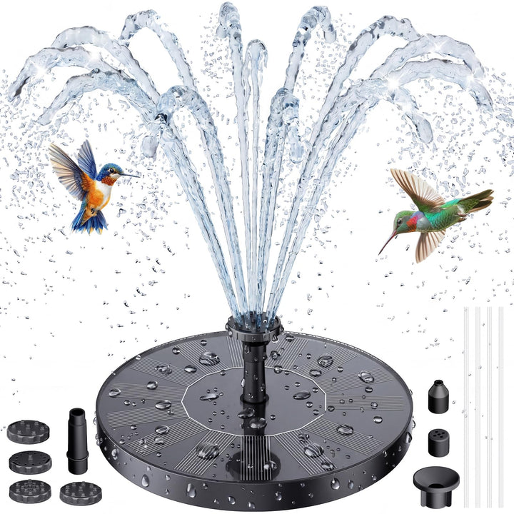 AISITIN Solar Springbrunnen für Aussen Verbesserter, Solarbrunnen für Draussen mit 6 Sprüh Effekten,