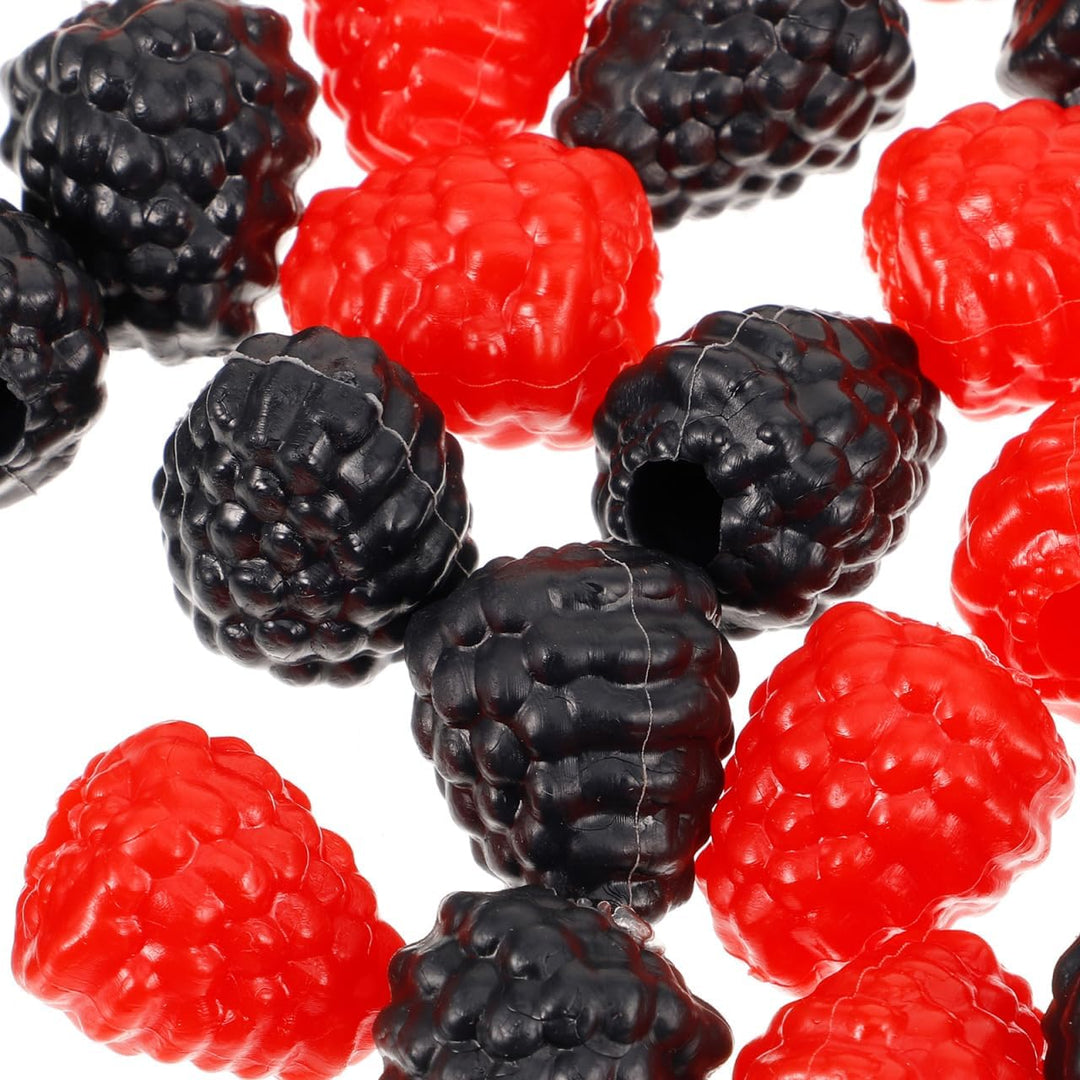 IMIKEYA 40 Stück Künstliche Himbeeren Deko Obst Lebensecht Plastik Himbeeren Rot Schwarz Realistisch