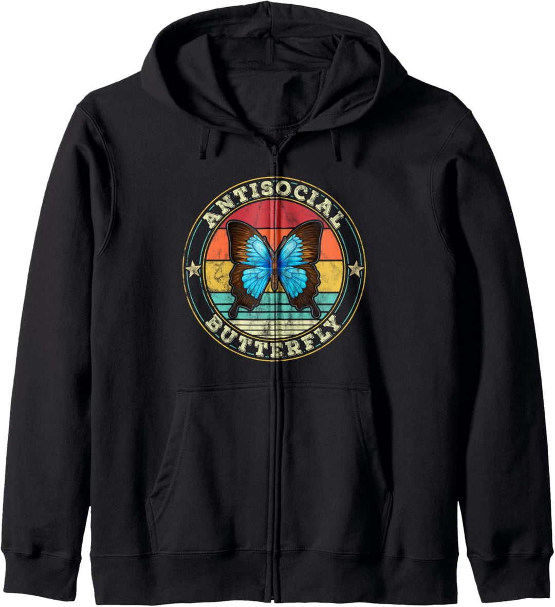 Antisocial Butterfly Vintage Retro Introvert Kapuzenjacke