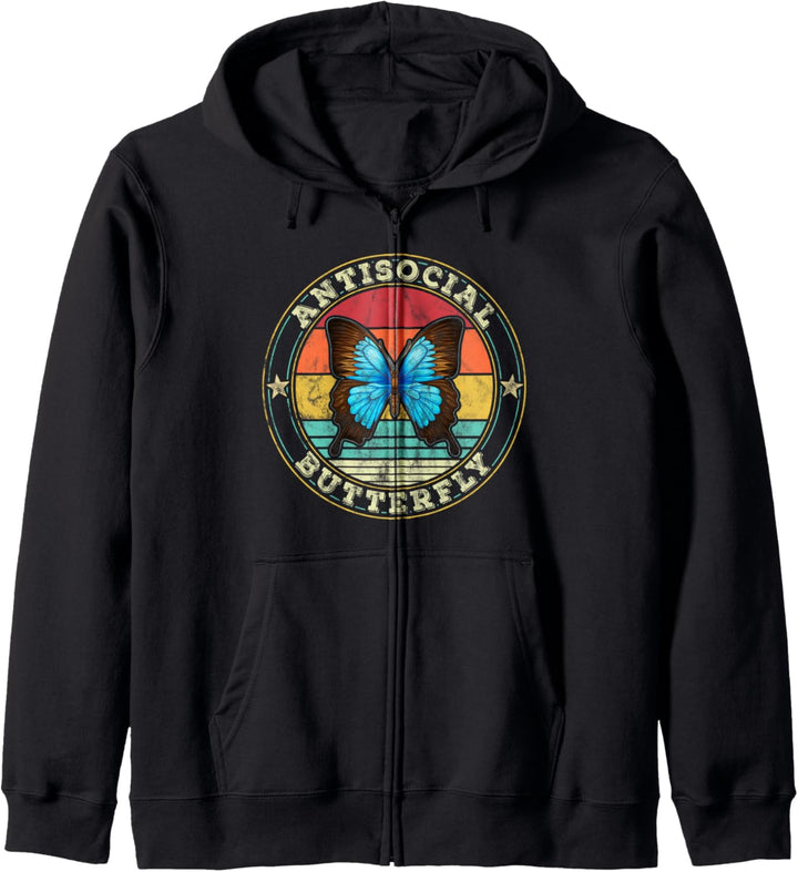 Antisocial Butterfly Vintage Retro Introvert Kapuzenjacke