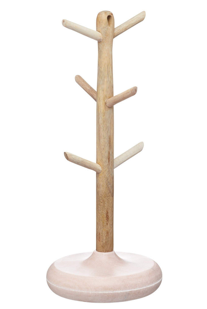 KitchenCraft Serenity Holzbecher Baum, Mangoholz / Marmor, Braun / Rosa, 15 x 36 cm Tassenbaum, Tass