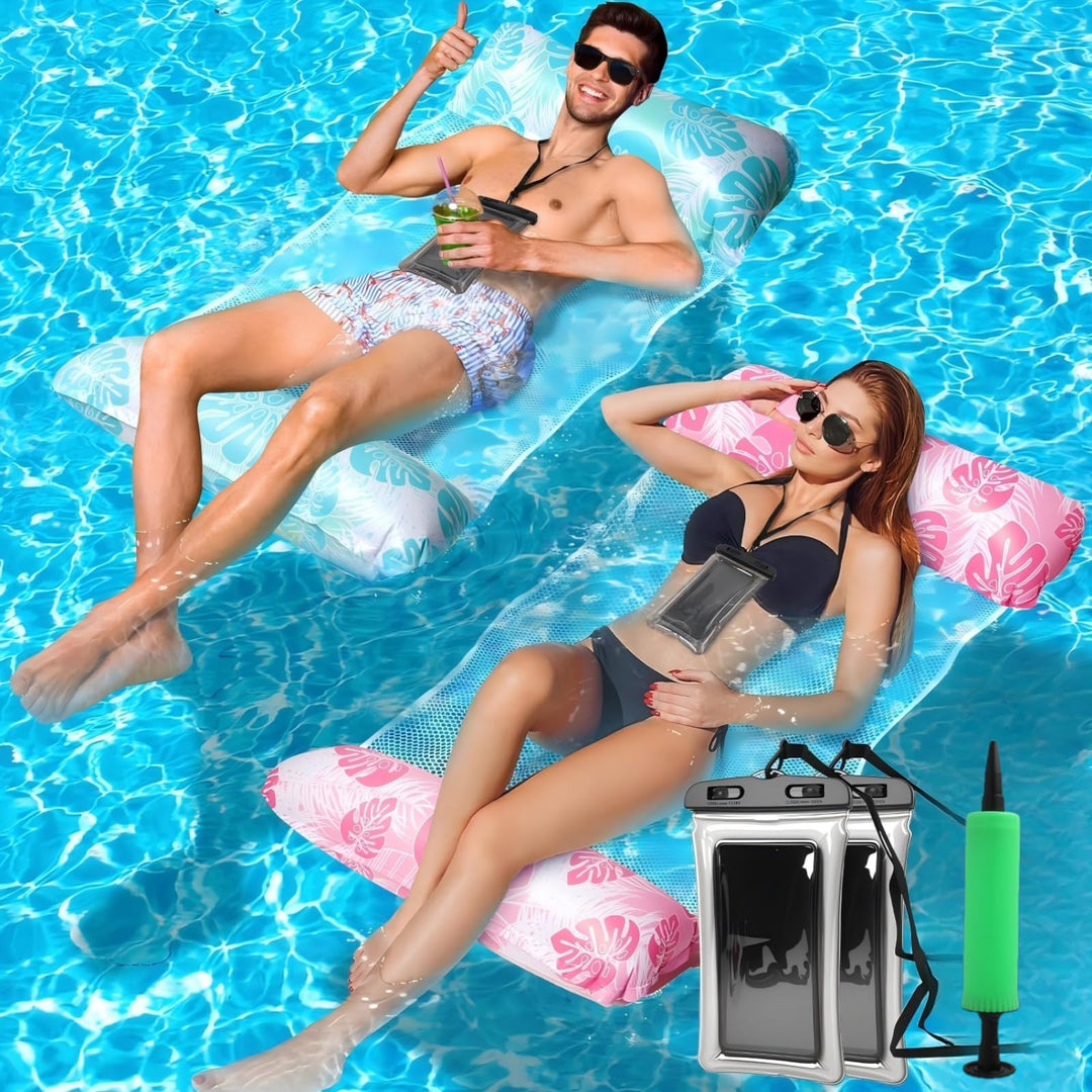 Wasserhängematte Erwachsene 2 Wasser Hängematte mit Netz 4 In 1 Luftmatratze Pool Luftmatratze Netz