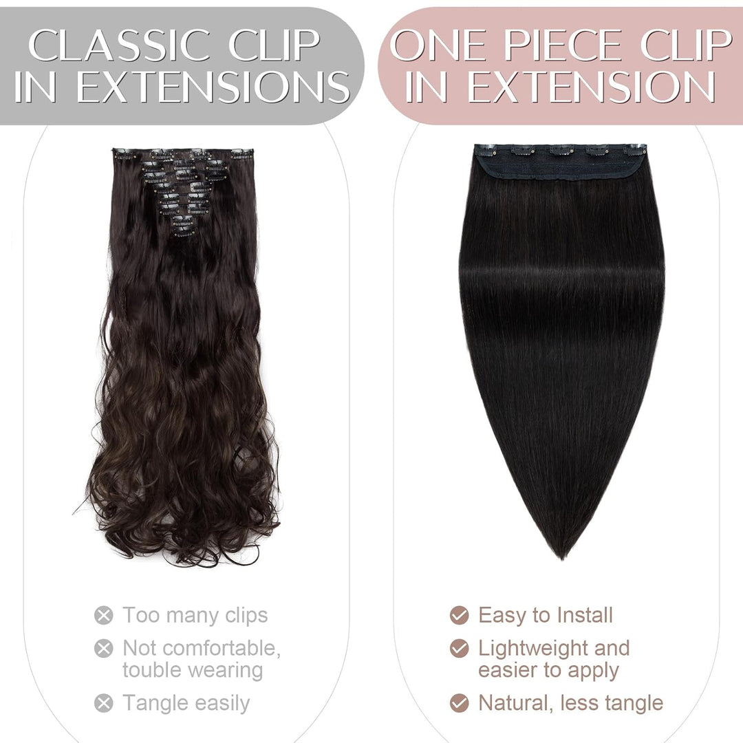 SEGO Haarteil Clip in Extensions Echthaar DICKER Haarverlängerung 1 Tresse 5 Clips Human Hair Glatt