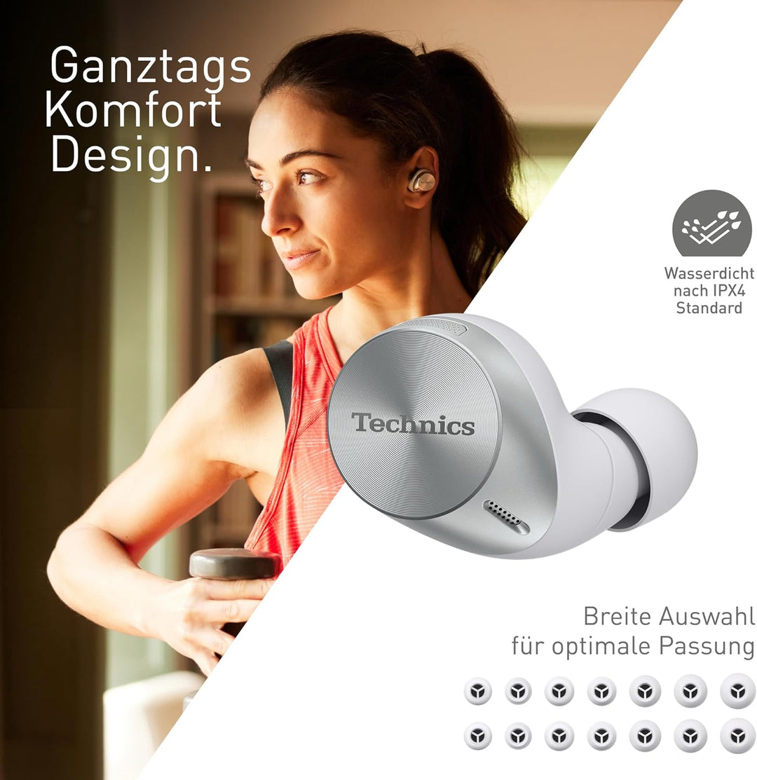 Technics EAH-AZ60M2ES kabellose Ohrhörer mit Noise Cancelling, Multipoint Bluetooth 3 Geräte, komfor