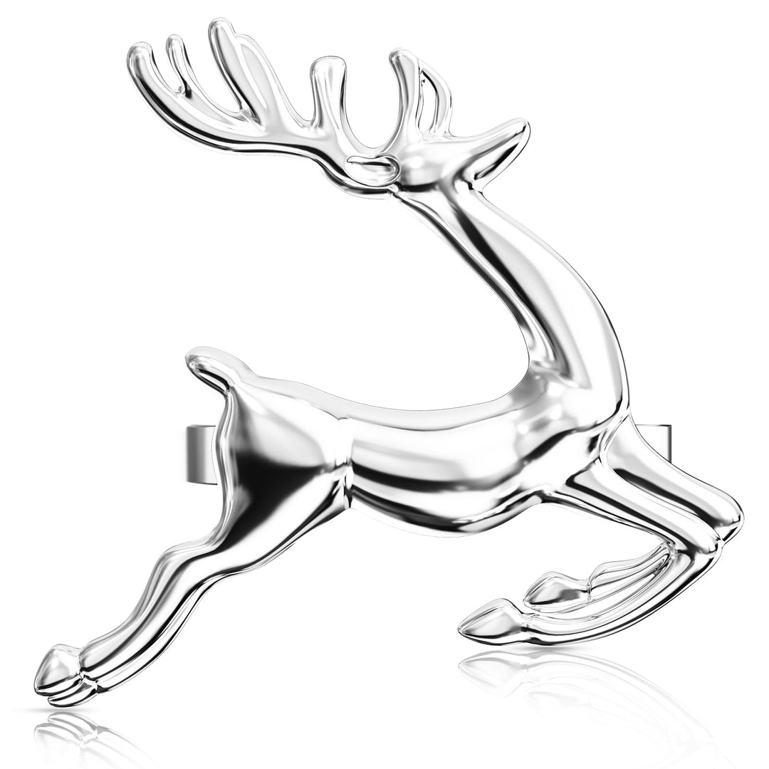 ZeeDix 12 Stück Silber Serviettenringe Hirsch - Serviettenringen für die Festtafel, Weihnachtsdeko,