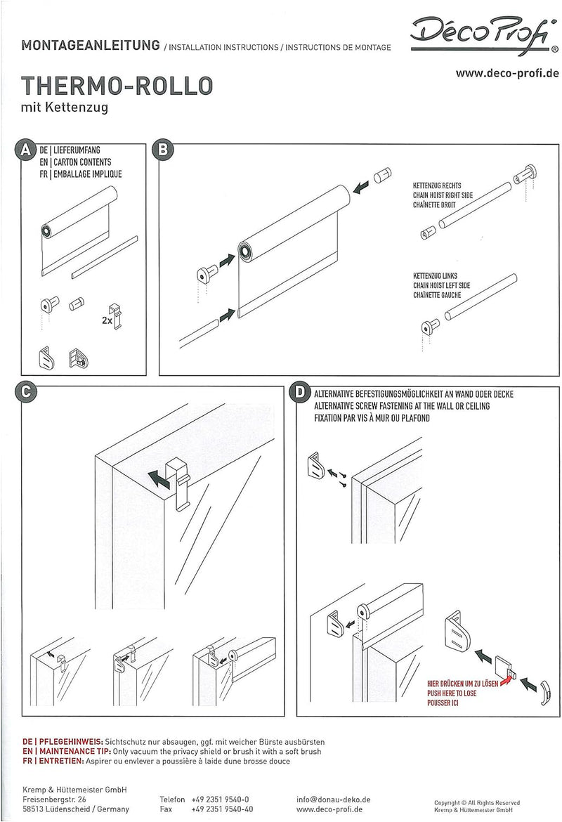 DécoProfi Thermorollo für Fenster ohne Bohren 110 x 160 cm I Sonnenschutz Rollo innen für Hitzeschut