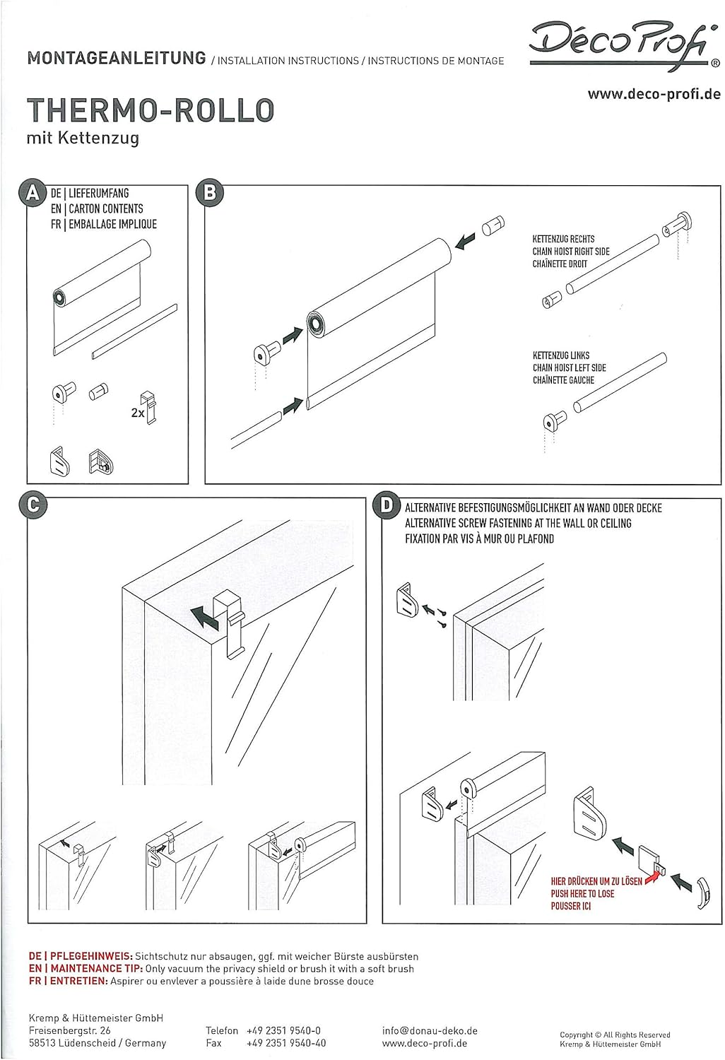 DécoProfi Thermorollo für Fenster ohne Bohren 50 x 160 cm I Sonnenschutz Rollo innen für Hitzeschutz