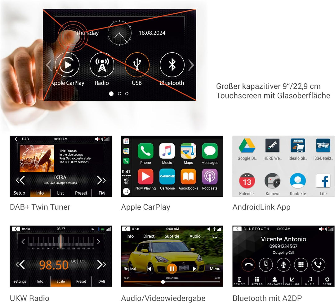 XZENT X-F285 – Autoradio kompatibel mit Ford Transit, Multimedia System/Mediencenter mit 9“ Touchscr