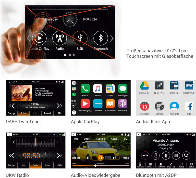 XZENT X-F285 – Autoradio kompatibel mit Ford Transit, Multimedia System/Mediencenter mit 9“ Touchscr