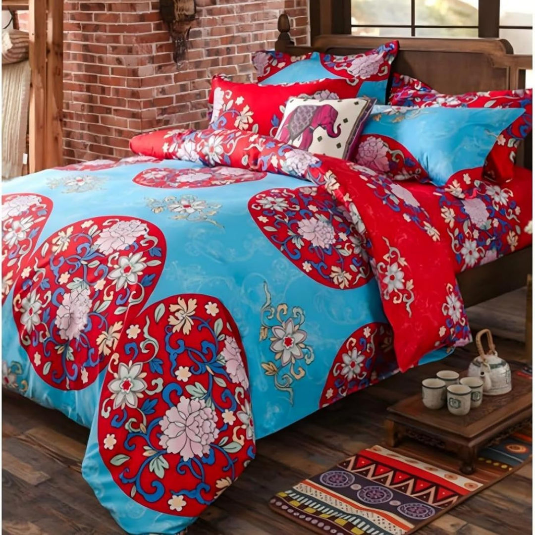 Freyamy Bohemian Bettwäsche 135x200cm Boho Indischen Mandala Bettwaren-Sets Bunt Vintage Exotische Ä