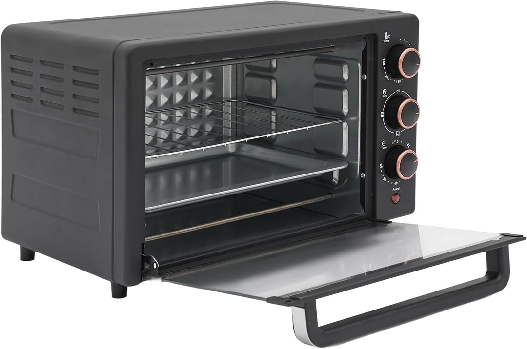 SuhoFutus Elektrobackofen 22L Edelstahl, 1000W Ofen mit Grill, Backofen mit Timer und Thermostat, Ko