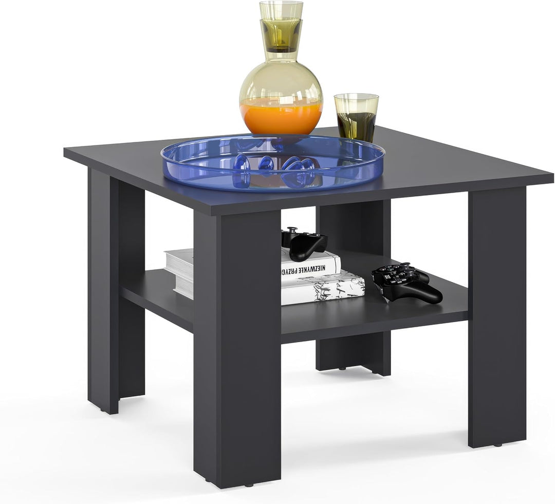 KOMTO Couchtisch Anthrazit Vienna - Wohnzimmertisch Modern Couchtisch Holz Beistelltisch 60x60 Coffe