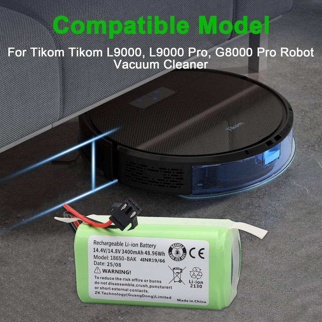 3400mAh Ersatzbatterie Kompatibel mit Tikom L9000 L9000 Pro G8000, Yeedi K600 K650 K680 K700, Amarey