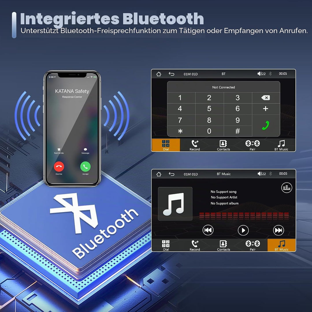 Bluetooth Autoradio 2 Din Kompatibel mit Wireless Carplay Android Auto 7 Zoll Touchscreen Autoradio