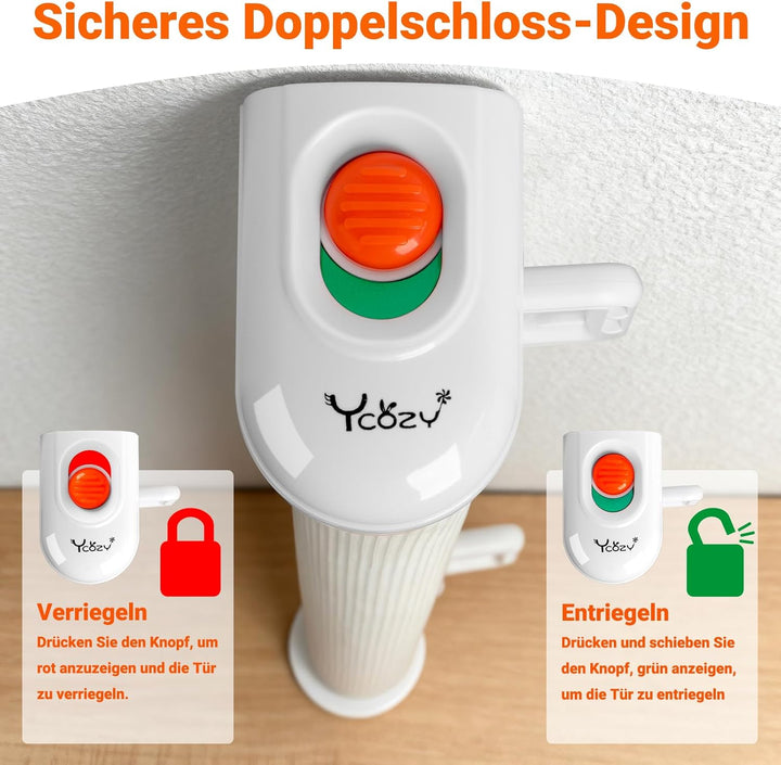 Ycozy 2026 Aufgerüstet Treppenschutzgitter 0-150cm Türschutzgitter Ausziehbar mit Stützstangen Trepp