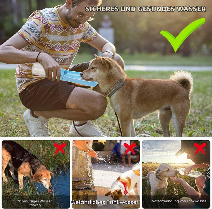 Trinkflasche Hunde für Unterwegs, 180° Faltbare Hunde Haustier Wasserflaschen, Hundetrinkflasche für