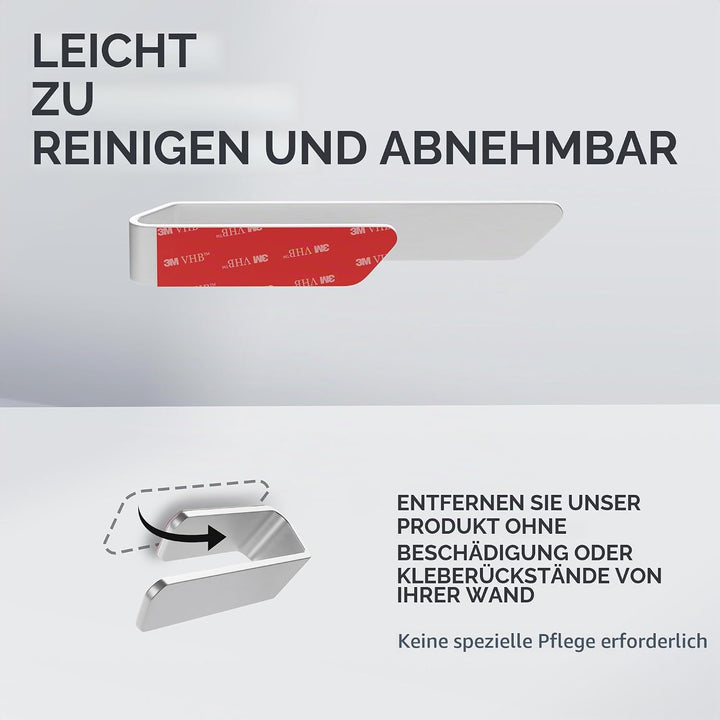ovimar Handtuchhalter Ebelo Silber aus gebürstetem Aluminium | zum Kleben | 20cm | modernes Schlicht
