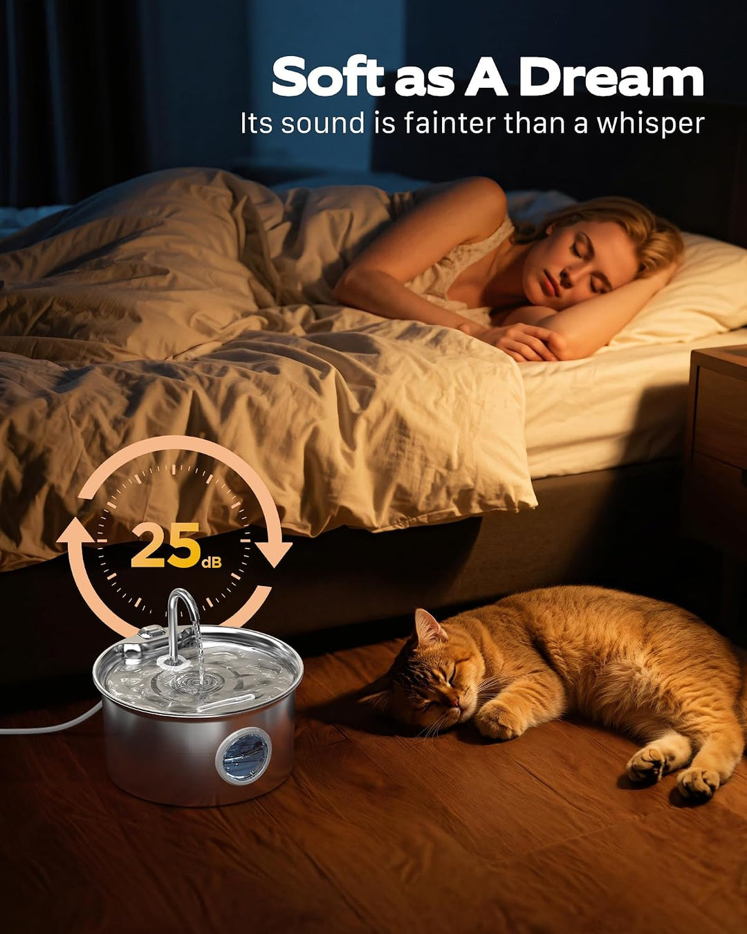 Katzenbrunnen Edelstahl Trinkbrunnen für Katze: Katzen Trinkbrunnen Leise - 2.6L Automatic Katzentri