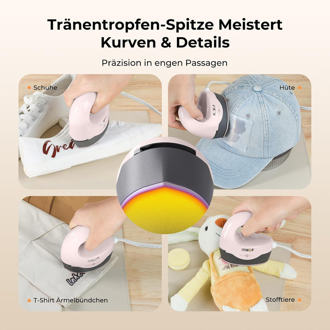 HTVRONT Transferpresse Mini Heizpresse & Hitzepresse mit 3 Heizstufen, kompakte tragbare Heisspresse