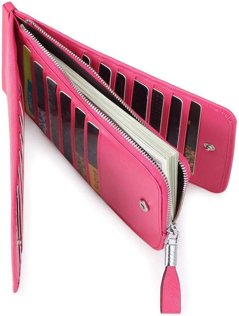 Huztencor Damen Kreditkartenetui Geldbörse RFID Blocking Leder Kartenetui Geldbörse Pink, Pink