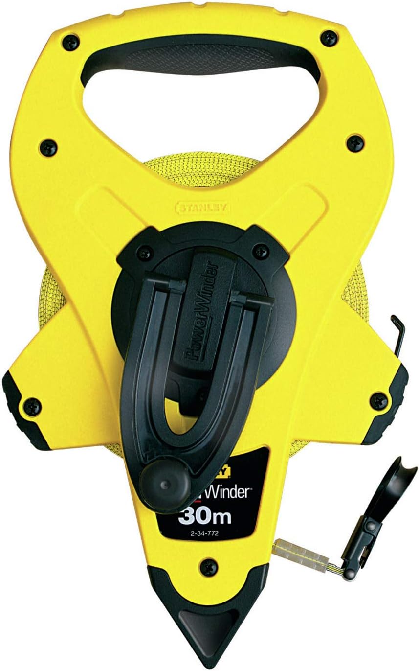 Stanley Rahmenbandmass Power Winder Fiberglas (30 m Länge,ergonomisch, Genauigkeitsklasse III) 2-34-