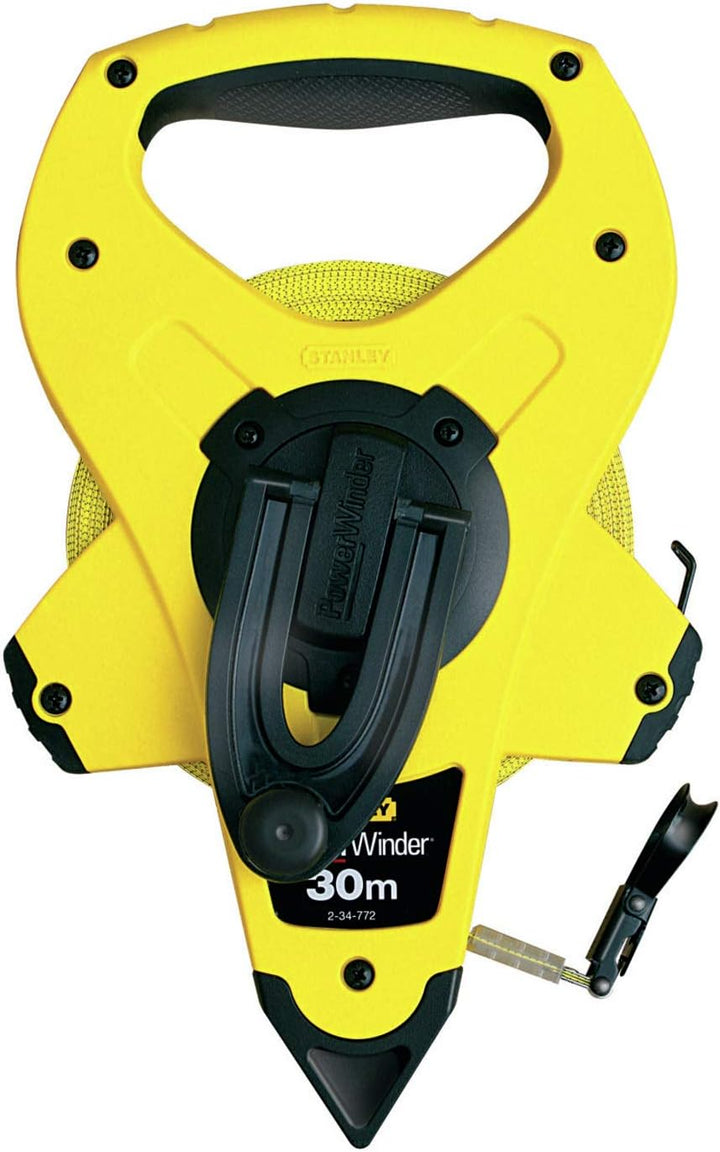 Stanley Rahmenbandmass Power Winder Fiberglas (30 m Länge,ergonomisch, Genauigkeitsklasse III) 2-34-