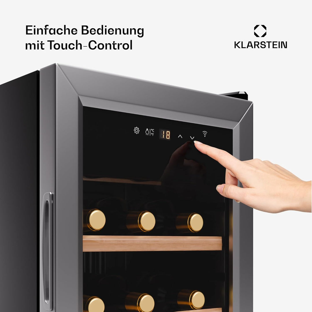 Klarstein Weinkühlschrank,1 Zone Getränkekühlschrank, Leiser Indoor/Outdoor Kühlschrank, 50 Liter Fl