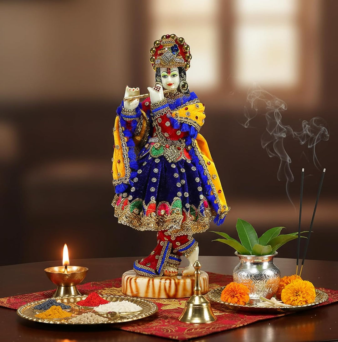 Esplanade Harz Krishna Kishan Murti Idol Statue Skulptur (11") Mehrfarbig…