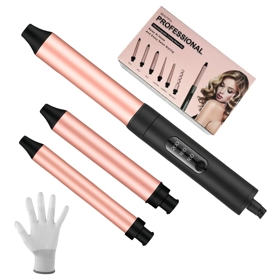 Flintronic Lockenstab, 3 in 1 Lockenwickler Set mit 2 Multifunktions Austauschbare Keramikbeschichtu