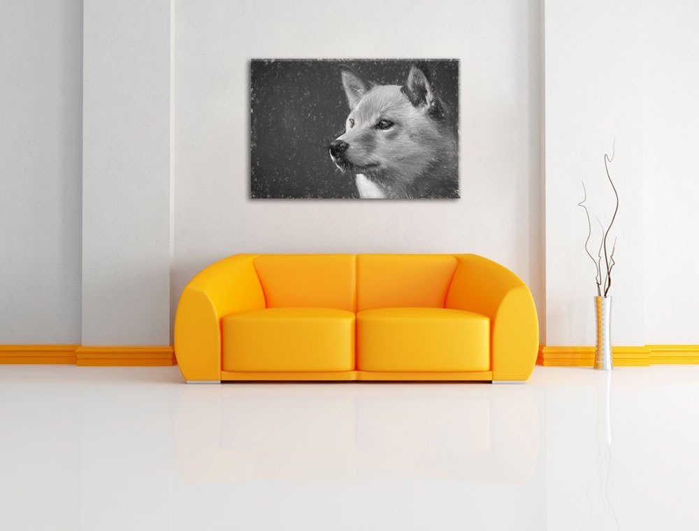 anmutiger Finnen-Spitz im Gras NewArt Format: 100x70 cm auf Leinwand, XXL riesige Bilder fertig gera