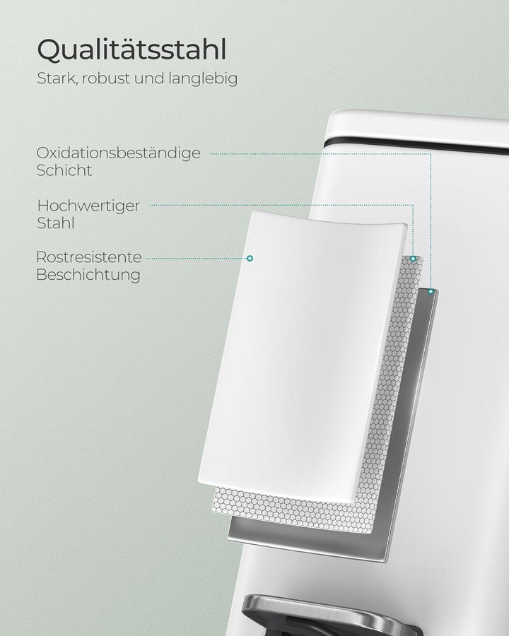 SONGMICS Kosmetikeimer, 5 Liter, Mülleimer Bad, mit Deckel, Tretmülleimer, Abfalleimer klein, schmal