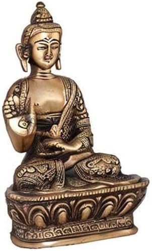 Artvarko Buddha-Idol aus Messing, handgefertigt, Buddha-Statue, feine Schnitzerei, religiöses Idol,