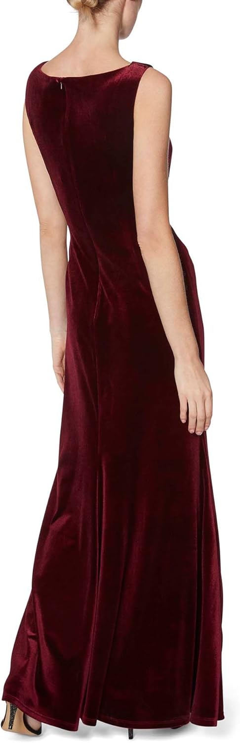 Gina Bacconi Damen Women's Velvet Maxi Dress Cocktailkleid 10 Wine, 10 Wine