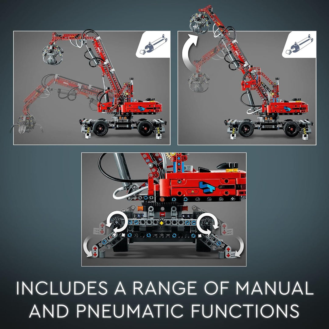 LEGO Technic Material Handler Crane 42144 Bauset für Kinder ab 10 Jahren, EIN Geschenk, die pneumati