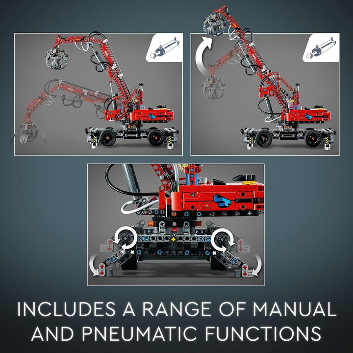LEGO Technic Material Handler Crane 42144 Bauset für Kinder ab 10 Jahren, EIN Geschenk, die pneumati
