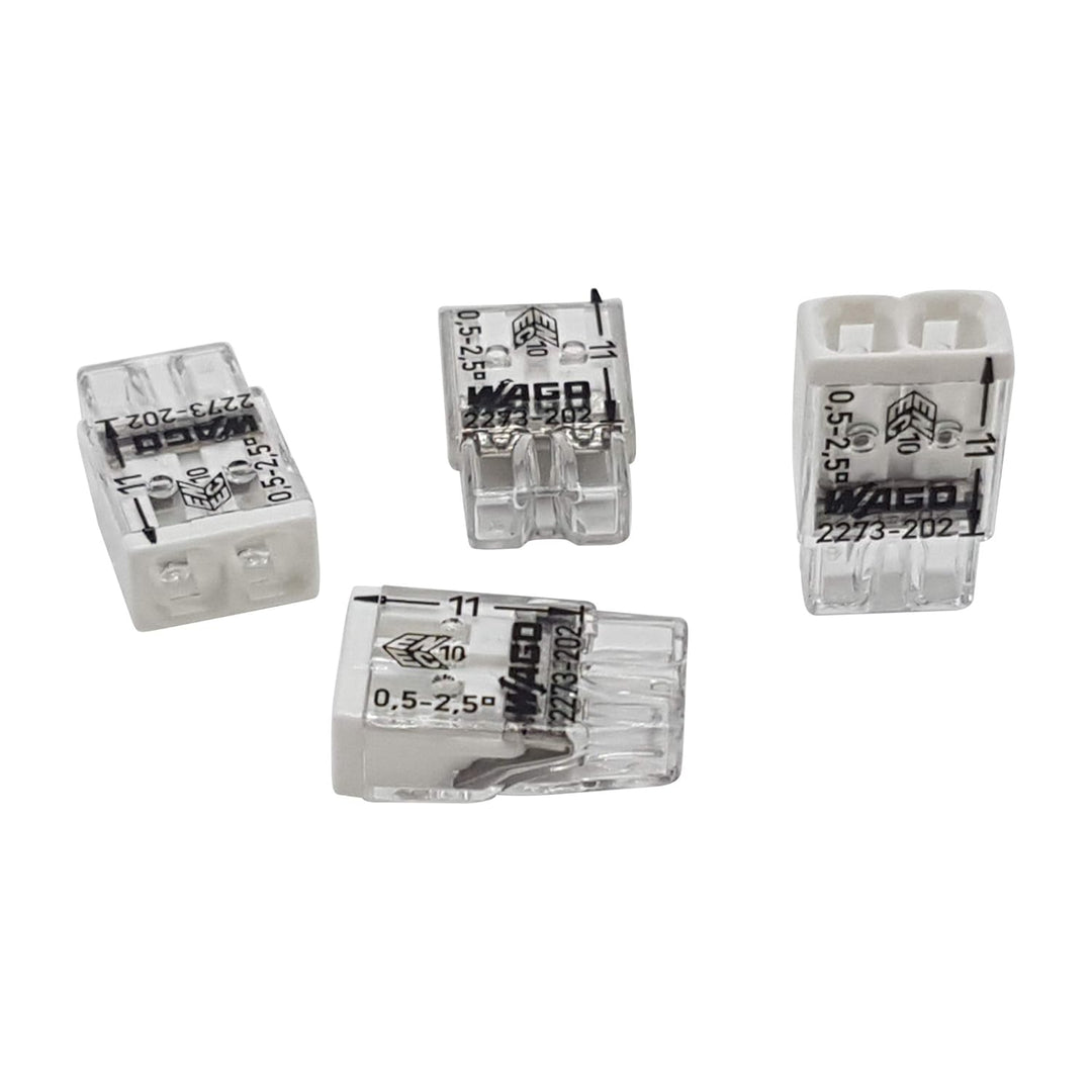 WAGO Wago 2273-202 Kompaktklemme, 0,5-2,5 mm, 2-polig, transparent, weiss, 100 Stück