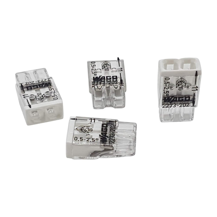 WAGO Wago 2273-202 Kompaktklemme, 0,5-2,5 mm, 2-polig, transparent, weiss, 100 Stück