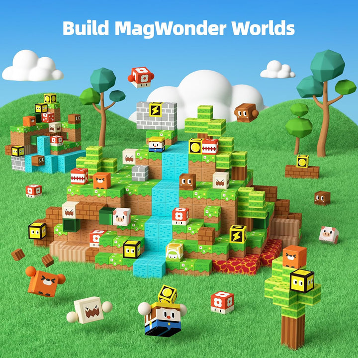 GobiDex Magnetische Bausteine, Bauen magnetische Blöcke Welt, Holzfäller Abenteuer Spiel für Jungen