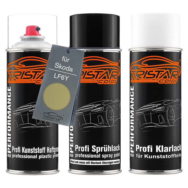 TRISTARcolor Autolack Spraydosen Set für Kunststoff Stossstange für Skoda LF6Y Pistachio Green Metal