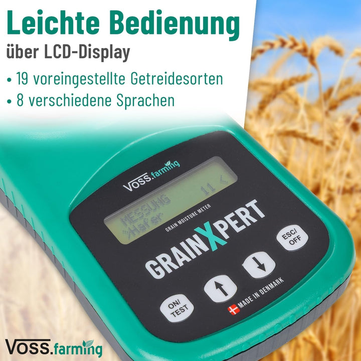 VOSS.farming GrainXpert Getreidefeuchtigkeitsmessgerät mit Mahlwerk, LCD Display, mit Transportkoffe