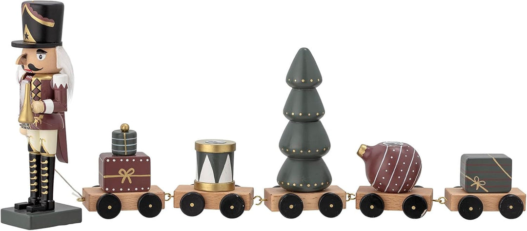 Bloomingville Vadim Nussknacker Tischdekoration zu Weihnachten als Zug mit Weihnachtsfiguren als dek