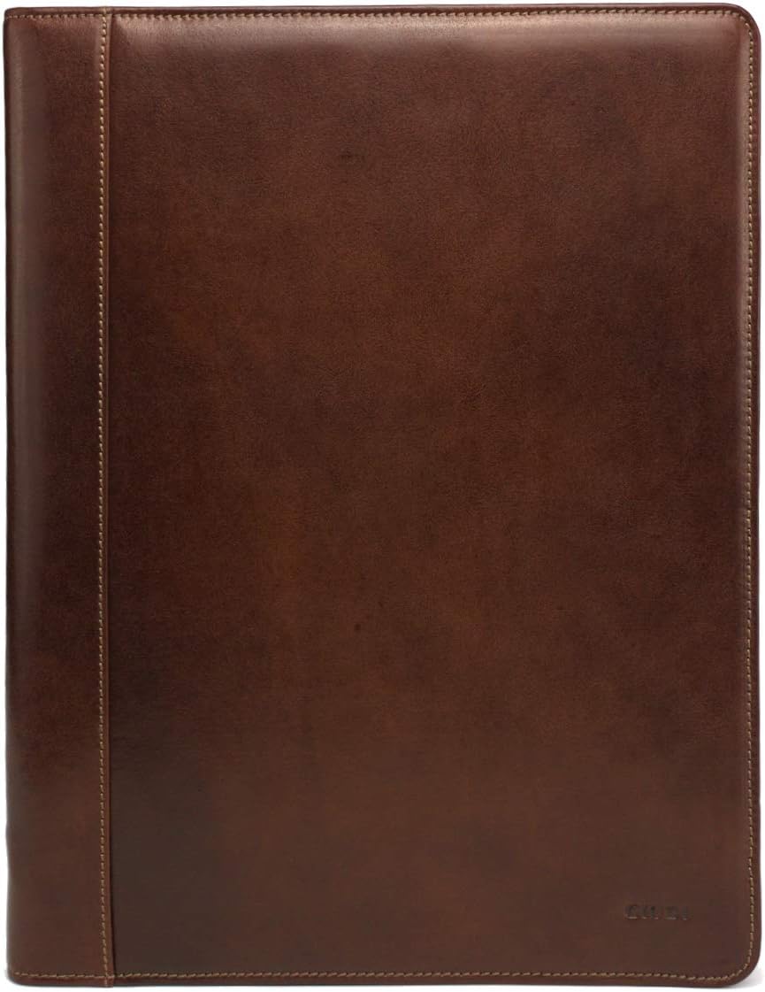 GIUDI Konferenzmappe A4 Leder Echtleder Portfolio Schreibmappe Aktenmappe Notizbuch Schreibblock Rei