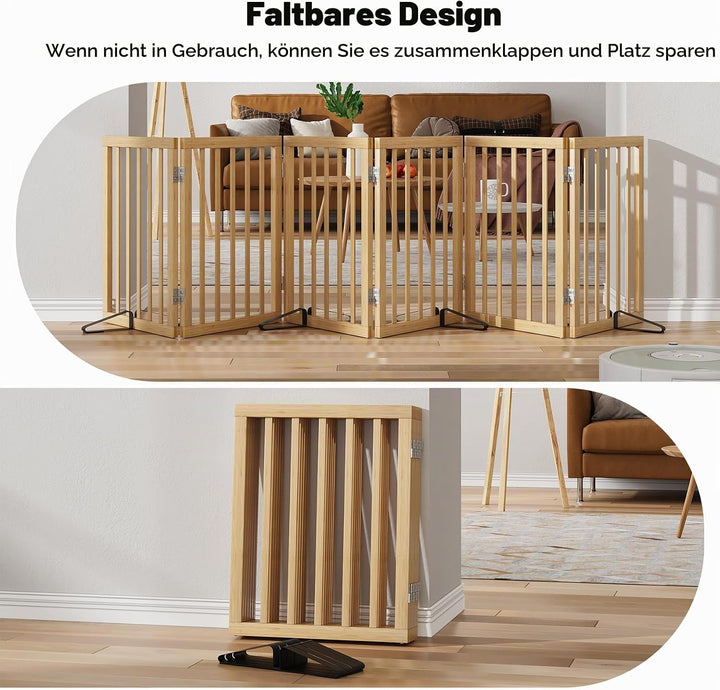Freistehendes Hundegitter, Faltbares Hundebarriere für Tür,Treppen,Flur,Küche &amp; Schlafzimmer, Freist