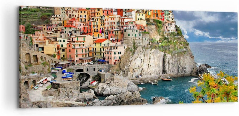 Wandbilder Dekoration Wohnzimmer Italien küste felsen landschaft Panorama Bilder auf Leinwand 120x50