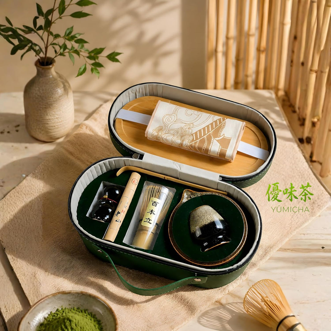 Matcha-Set, 10-teilig, Koffer, Grün, Service schwarz Tasche Grün/Service Schwarz 10, Tasche Grün/Ser
