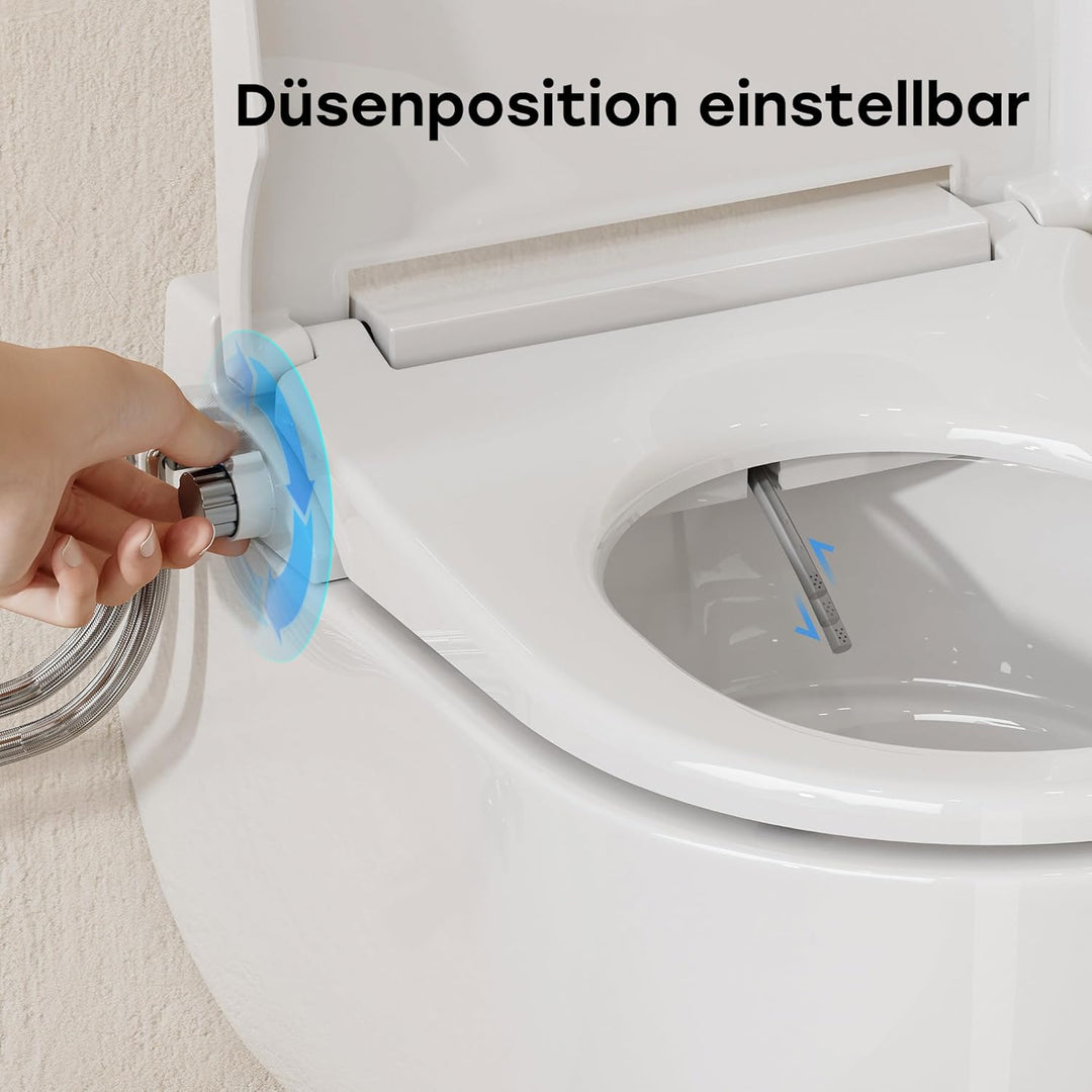 HOROW Dusch WC Sitz Ohne Strom Kaltes und Warm Wasser U-förmig | Wassertemperatur und Druck einstell