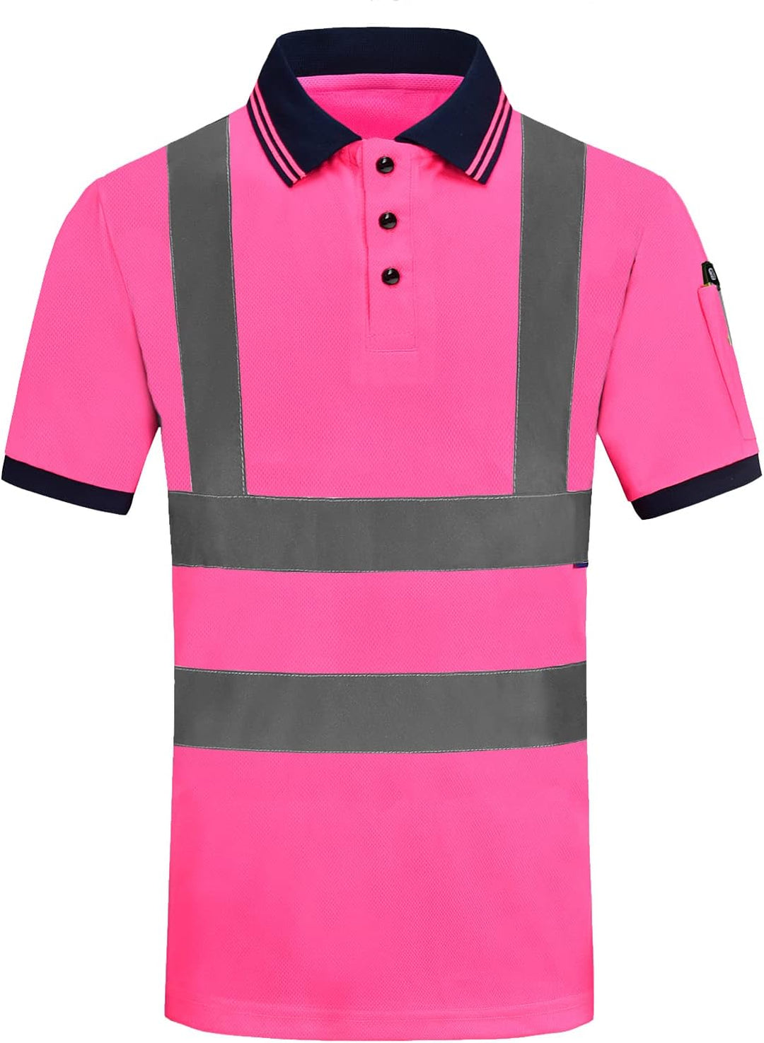 Warnschutz Polo T-Shirt Warnschutzshirt Warnshirt Warnschutz Arbeitskleidung 7 Farben M Kurzarm-rosa